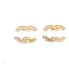 18K Gold Bated Luxury Designer Double Letter Stud Brincha Moda Mulheres