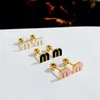 Stud ALTERA Fashion Colorful Oil Dripping Letter M Charm Stainless Steel Earring Small Ball Screws Earrings Piercing Jewelry 231101