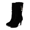 Boots Vrouwen Laarzen Women Classic High Quality Black Flock Heel Lady Casual White Party Long G60261