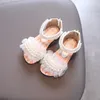 Sandalen Mädchen Sandalen Spitze Perle Reißverschluss Süße Luxus Sommer Kinder Slider Open Toe 21-36 Kleinkind Mode Soft Dance Kinder Slider 230331