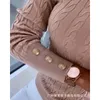 Kvinnors tröjor 2023 Spring Autumn Clothing Solid Color Twist Texture High Quality Sweater Casual Fashion All-Matching Top