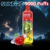 Sunfire R Tornado M 9000 Puff 9000 Disponibla e-cigaretter Vape Desechable 600mAh Uppladdningsbart batteri 18 ml ångor engångspuff med RGB vaper E Cigs 0% 2% 3% 5% Salt Salt