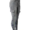 Pantalon grande taille pour femmes LW, taille haute, poche à rabat latéral, Jean Cargo, fermeture éclair, Design froncé, décontracté, slim, Long, 231031