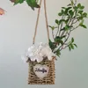 Decorative Flowers Delicate Flower Hanging Basket Green Leaves Garland Pendant Weather-resistant Long Lasting Hanger Wreath Decoration