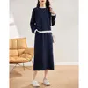 Two Piece Dress Spring Autumn Women's Sportswear Skirt Set Fashion Casual Round Neck Loose Sweatershirt Long 2pcs Matching Track Suit