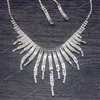 Shine Geometric Rhinestone Necklace Earrings For Women Long Tassel Jewelry Sets Weddings Banquet Gifts Fashion JewelryJewelry Sets