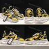 Designers Luxurys skor kedjereaktion avslappnad plattform svart vit brun orange animalier blommor män kvinnor sport sneakers tränare