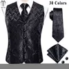 Herenvesten hi-tie ontwerper Jacquard Silk Mens Vest Mouwloze taillejack Pure Black Floral Willat Neck Tie Hanky ​​manchetknopen Set voor mannen 230331