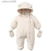 Jumpsuits 2023 Autumn Winter Baby Girl Jumpsuit Plus Velvet Warm Hooded Newborn Baby Snowsuit Infant Boy Outerwear Coat Toddler RomperL231101