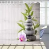 Rideaux de douche vert Zen rideaux de douche ensemble pierres et orchidées fleurs tissu rideau de bain avec décor de salle de bain R231101