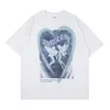 T-shirts voor heren Fairy Print Heart Graffiti paar T-shirts zomer o-neck gezellige casual tops High Street Harajuku streetwear