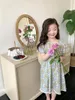 Girl Dresses Summer Dress 2023 Korean Edition Girls' Fragmented Flower Rural Blue Lace A-line Version Loose Cotton Fashion