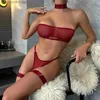 Sexig uppsättning 4-delad ren stropplös bh-uppsättning kvinnor mesh trosor underkläder set transparenta toppar underkläder set sexiga intimat erotiska setl231101