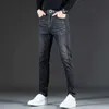 and Autumn Winter Men's Jeans Embroidery Casual Stretch Small Straight Short Brand Black Denim Pants Fashion