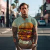 Men's T Shirts Burger 3D Printing -shirt Sports Casual Short -sleeved Fashion Loose Summer Large Size