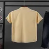 T-Shirts pour hommes couleur unie hommes T-Shirts hauts été revers boutonné Cardigan Blouses décontracté à manches courtes col rabattu hommes