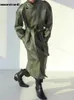 Herren Leder Faux Mauroicardi Frühling Herbst Lange Übergroße ArmyGreen Schwarz Trenchcoat Männer Schärpen Lose Luxus Designer Kleidung 231031