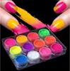 Nail Glitter 12pcs/set Neon Powder Eyeshadow Dust Fluorenscence Effect Pigment Chrome Decoration Manicure