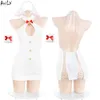 Ani hiver mignon fille bonhomme de neige en peluche robe licou uniforme femmes blanc creux chemise de nuit Cosplay Costumes cosplay