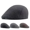 Berets Klassische Vintage Fischgräten-Baskenmütze für Herren, lässige Schirmmütze im westlichen Stil, flach, warm, winddicht, Sboy-Kappen