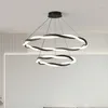 Lampy wiszące minimalistyczne okrągłe światła żyrandola do salonu Czarna biała lampka jadalnia