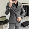 Abiti da uomo 2023 Autunno E Inverno Abito doppiopetto Slim Casual in due pezzi Giacche da sposa Pantaloni Blazer Cappotti intelligenti 3XL