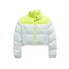 Jaqueta puffer feminina casaco de inverno designer jaqueta puffer casal curto estilo solto com bordado espessamento quente rua moda cor contraste elementos tamanho XS-M