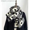 Scarves Knitted Scarf Heart Scarf Black White Plaid Scarf Thickened Warm Winter Women's Scarves Christmas New Year GiftsL231101