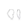 Hoop oorbellen Real 925 Sterling Silver Earring Asymmetrisch hart voor vrouwelijke sieraden Pendientes Bijoux