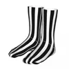 Chaussettes pour hommes Hommes Cyclisme Noir Blanc Stripe Couvre-lit Coton Compression Femme Chaussette