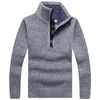 Męskie swetry jesień męskie grube ciepłe dzianinowe pullover solidny golet z długim rękawem swetry pół zip ciepłe polarowe zimowe jumper wygodne ubranie 231101