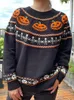 Women's Sweaters Gothic Halloween Pumpkin Ghost Printed Sweater Autumn Warm Knitted Long Sleeve Female 2023 Christmas Lady Jumper