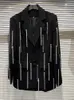 Women's Suits HIGH STREET Est 2023 Fashion Designer Jacket Rhinestone Tassel Shoulder Pad Blazer