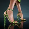 Prêt pour la fête Aura Sandales Chaussures Femmes Talon incrusté de cristaux Robe de mariée Été Luxe Aquazzurs Lady Gladiator Sandalias EU35-43 Boîte d'origine