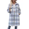 Women's Wool Blends Autumn Winter Women's Long Coat Mohair Plaid Coat Long Sleeve Women Tops Coat S M L Xl Xxl Pink Female Shirt Long Coat 231101