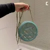 Women Designer Round Circle Box Bag Quilted Caviar Leather Two-tone 5 Colors Matelasse Chain Crossbody Shoulder Cosmetic Case Outdoor Practical Purse Sacoche 19cm