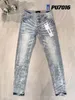 Дизайнерские джинсы Purple Jeans Mens Womens огорченные чернокожие байкерские джинсовые ткани для мужчин модных брюк He98 MHA