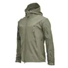 Outdoor Jackets Tactical Soft Shell Jacket Men Camo Fleece Lined Hooded Coat Thermal Hiking Waterproof Windproof Climbing Windbreaker