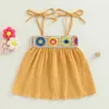 Mädchenkleider 0-4 Jahre Kinder Mädchen Bohemian Freizeitkleid Baby Häkelstickerei Schnürung Spaghettiträger A-Linie Kleinkind Sommerkleidung