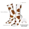 Men's Socks Female Cycling Brown White Spotted Cotton Funny Cute Cow Print Woman