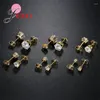 Stud Earrings 6 Pairs 3/4/5/6/7/8MM Mix Size 925 Silver Needle Rhinestone Claw Setting Simple Classic For Man Woman Girl Boy