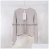 Kvinnor Yoga Fitness Workout High Elasticity Crew Neck Sweatshirts Lossa Casual Long Sleeve Crop Gym Running Sport Shir Drop Delive DH5VI