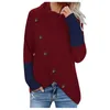 Maglioni da donna Colletto a vento con bottoni Maglione avvolgente a maniche lunghe Felpa Pullover Top Moda invernale Casual