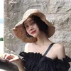 Brede rand hoeden Simple Girl Raffia Sun Hat Floppy Summer for Women Beach Panama Straw Dome Emmer Femme Shade Hatwide