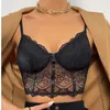 Camisoles zbiorniki seksowne blaty uprawne kobiety bezprzewodowe Bralette szydełka top żeńska spaghetti Pasek T-shirt przycięty z wyściełaną klamą na klatce piersiowej