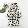 Pajamas Autumn Winter Kids Hooded Bathrobe Baby Bath Robes Boys Girls Cartoon Rabbit Panda Flannel Pajamas Long Sleeve Towel Robe 231031