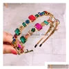 Headbands Exquisite Baroque Fl Colorf Crystal Headband For Woman Luxury Geometric Glass Drill Sponge Hair Hoop Party Headpieces Drop D Dhz4O