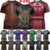 Men's T-skjortor Cool 3D Tryckt Knight Warrior Armor T-shirt Fashion Mens Ancient Roman Style Streetwear Top