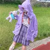 Giubbotti da donna 2023 giapponese soft girl carina increspatura manica a tromba con cappuccio cappotto selvaggio cos lolita loli