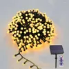 Strängar 250/500 LED Solar Christmas Cluster Lights Outdoor Firecrackers String Light Fairy Garland For Tree Wedding Party Decor